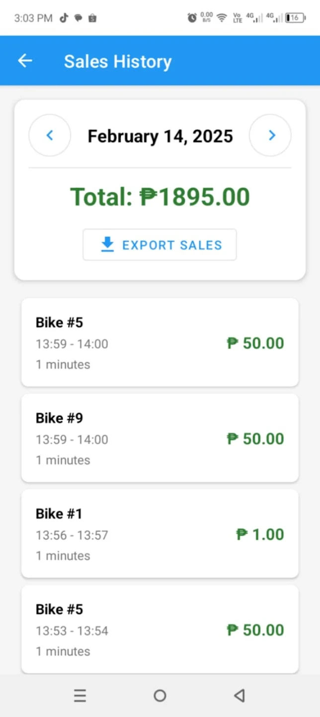 Bicycle Rent Timer — rental detail